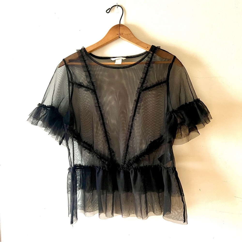 H&M Elegant Black Sheer Women's Top
